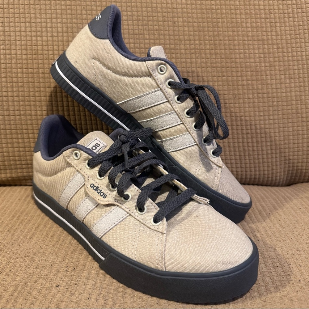 Adidas Men's Tan and Dark Blue Sneakers